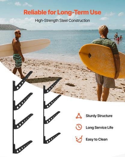 VEVOR Surfboard Wall Mount 4 Tiers Horizontal Surfboard Rack for Storage Display - View 4