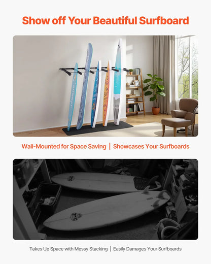 VEVOR Surfboard Wall Mount 5 Tiers Vertical Surfboard Rack for Storage & Display - View 2