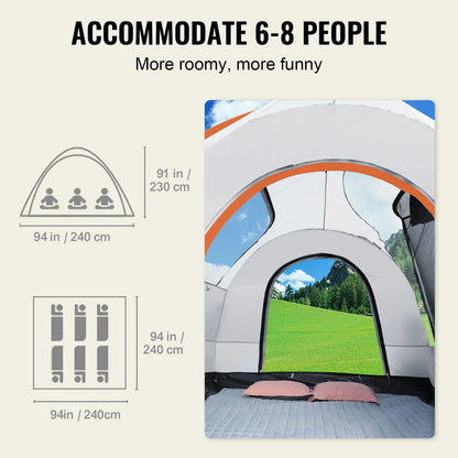 VEVOR SUV Camping Tent, 8'-8' SUV Tent Attachment for Camping with Rain Layer and Carry Bag, PU2000mm Double Layer Truck Tent, Accommodate 6-8 Person, Rear Tent for Van Hatch Tailgate - View 4
