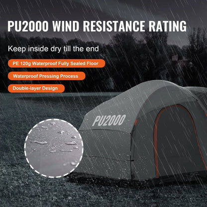 VEVOR SUV Camping Tent, 8'-8' SUV Tent Attachment for Camping with Rain Layer and Carry Bag, PU2000mm Double Layer Truck Tent, Accommodate 6-8 Person, Rear Tent for Van Hatch Tailgate - View 5