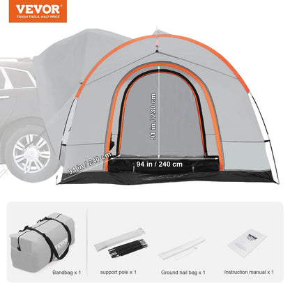 VEVOR SUV Camping Tent, 8'-8' SUV Tent Attachment for Camping with Rain Layer and Carry Bag, PU2000mm Double Layer Truck Tent, Accommodate 6-8 Person, Rear Tent for Van Hatch Tailgate - View 8