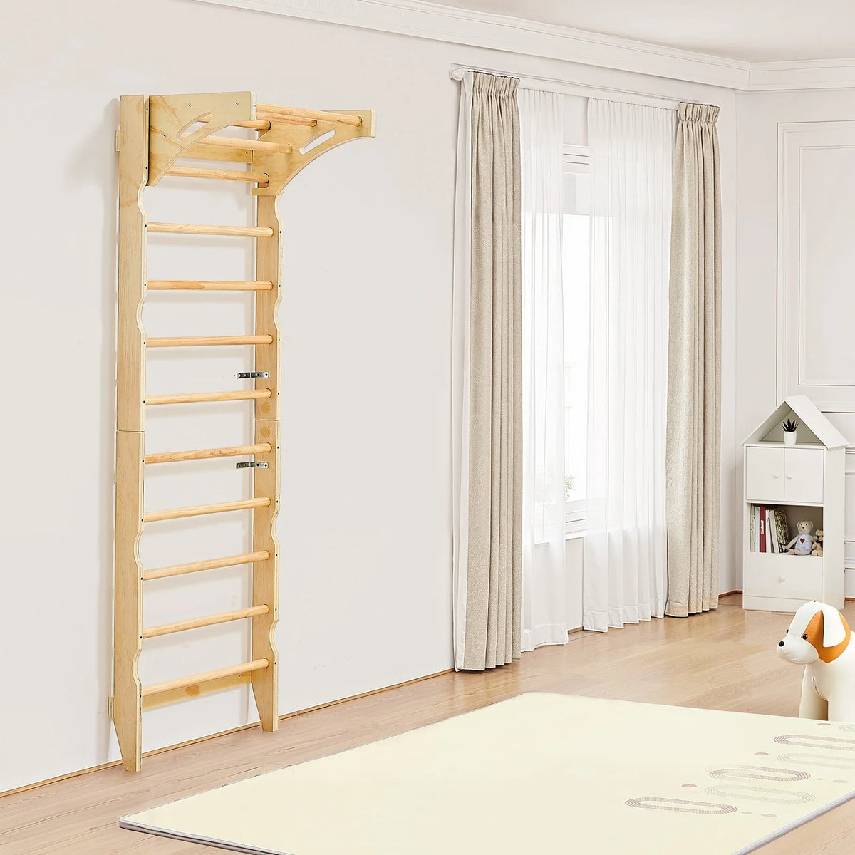 VEVOR Swedish Ladder Wall Gym 2-in-1 10-Level 220 LBS Loading Indoor Jungle Gym