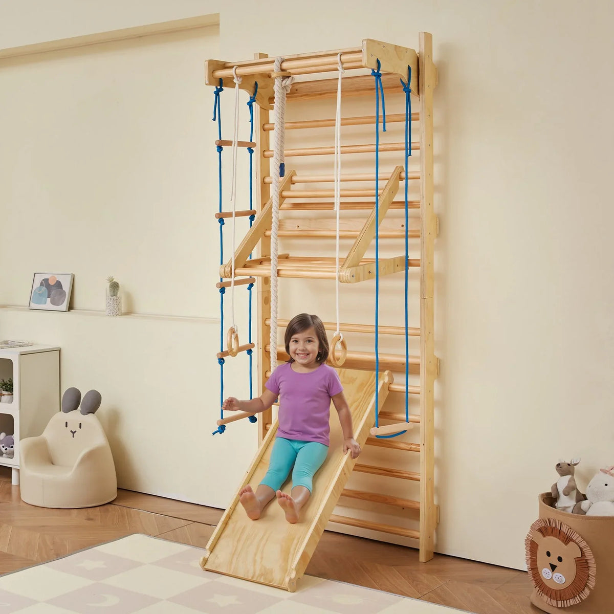 VEVOR Swedish Ladder Wall Gym 8 in 1 Wooden Indoor Playground Climbing Ladder - View 7