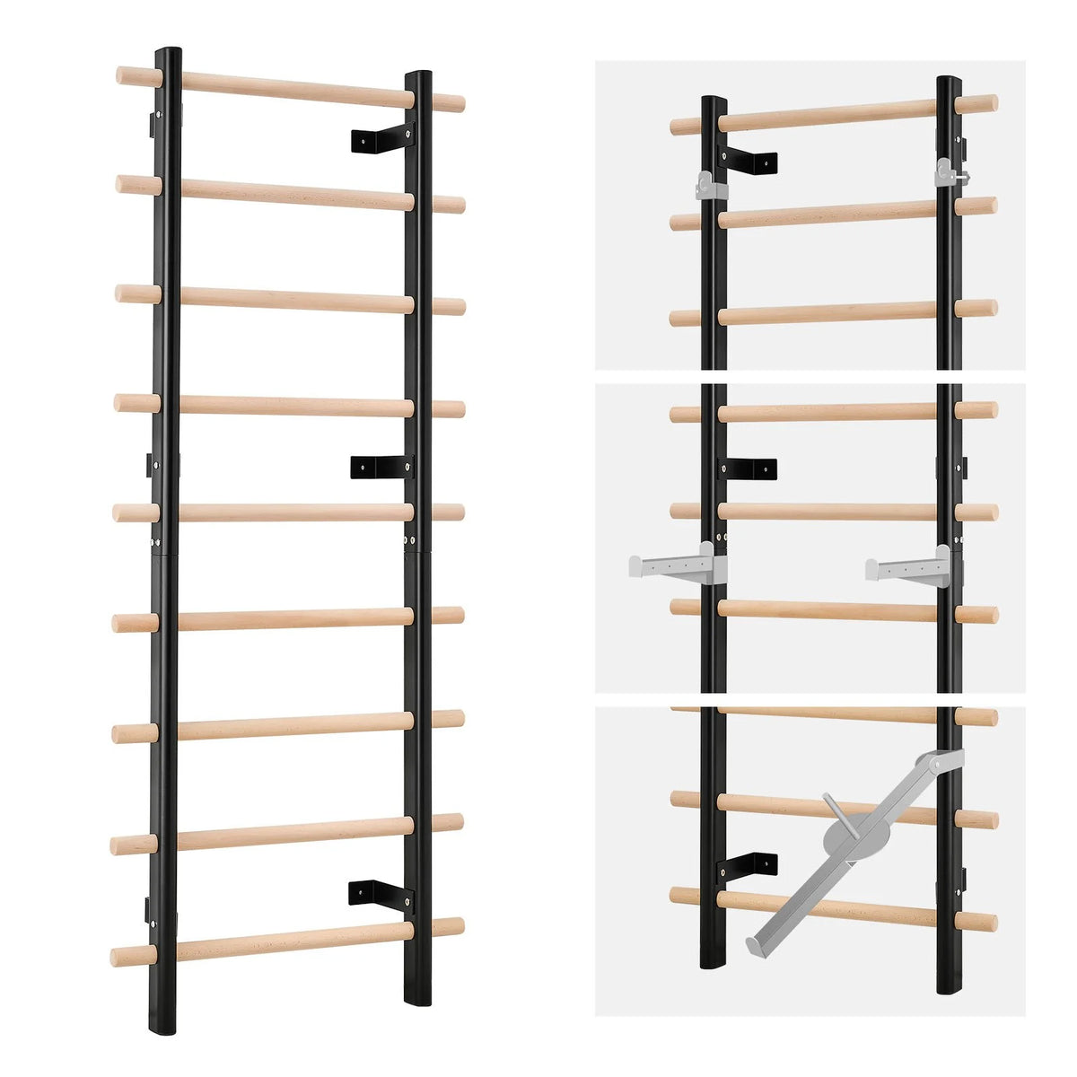 VEVOR Swedish Ladder Wall Gym 9-Level 330LBS Swedish Ladder Suspension Trainer - View 8