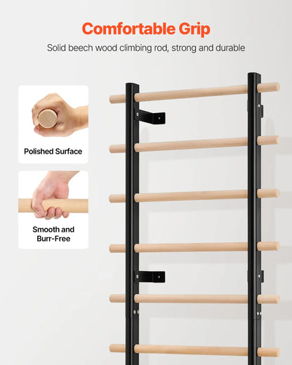 VEVOR Swedish Ladder Wall Gym 9-Level 330LBS Swedish Ladder Suspension Trainer - View 5