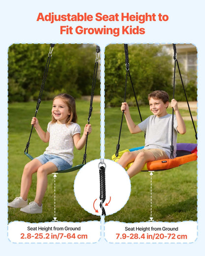 VEVOR Swing Set for Backyard, 32 in Saucer Swing Seat and Belt Seat, with Heavy Duty A-Frame Metal Stand, 440 lbs Load Capacity, Reinforced with Spiral Ground Anchors, Swingset Outdoor for Kids - View 4
