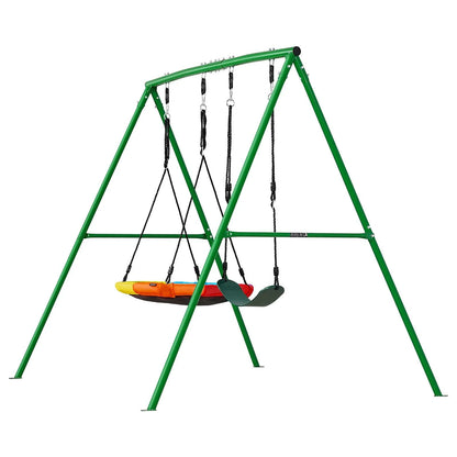 VEVOR Swing Set for Backyard, 32 in Saucer Swing Seat and Belt Seat, with Heavy Duty A-Frame Metal Stand, 440 lbs Load Capacity, Reinforced with Spiral Ground Anchors, Swingset Outdoor for Kids - View 9