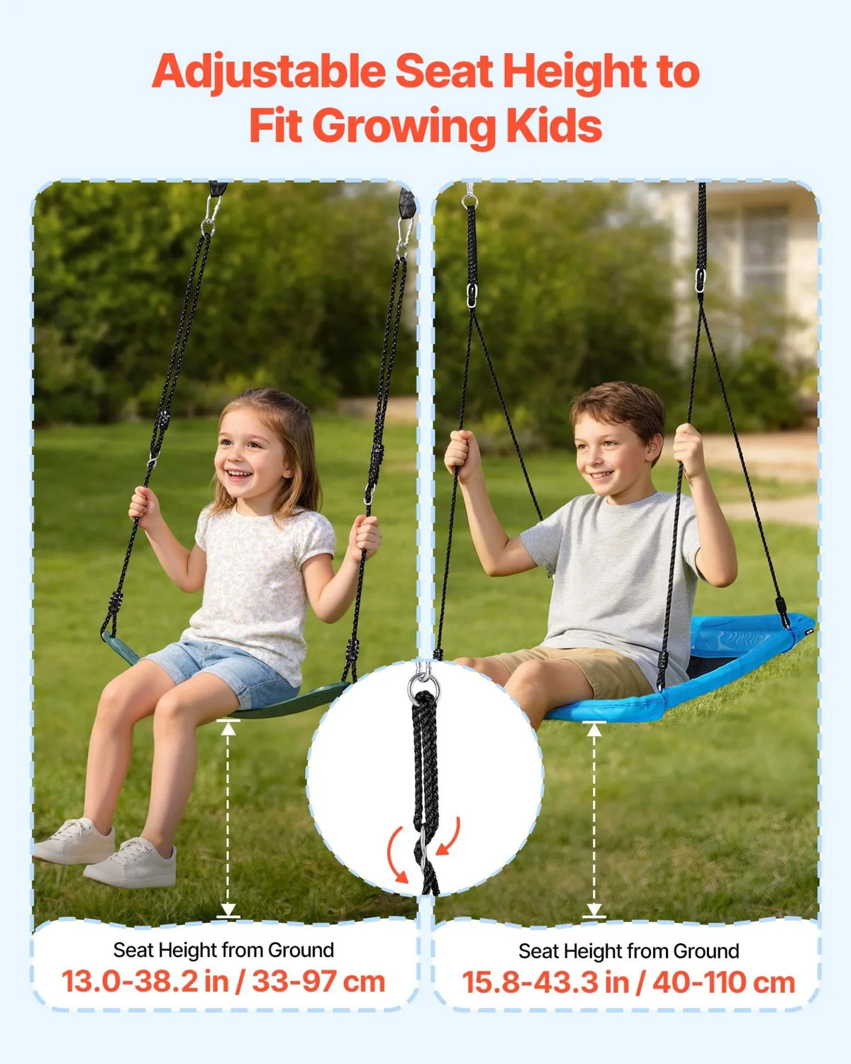 VEVOR Swing Set for Backyard, 45 x 30 in Swing Seat and Two Belt Seats, with Heavy Duty A-Frame Metal Stand, 700 lbs Load Capacity, Reinforced with Spiral Ground Anchors, Swingset Outdoor for Kids - View 3