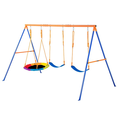 VEVOR Swing Sets for Backyard, 600lbs Load Capacity Swing Set, with 1 Saucer Swing Seat, 2 Belt Swing Seats, Heavy Duty A-Frame Metal Swing Stand and Adjustable Rope, Swingset Outdoor for Kids - View 8