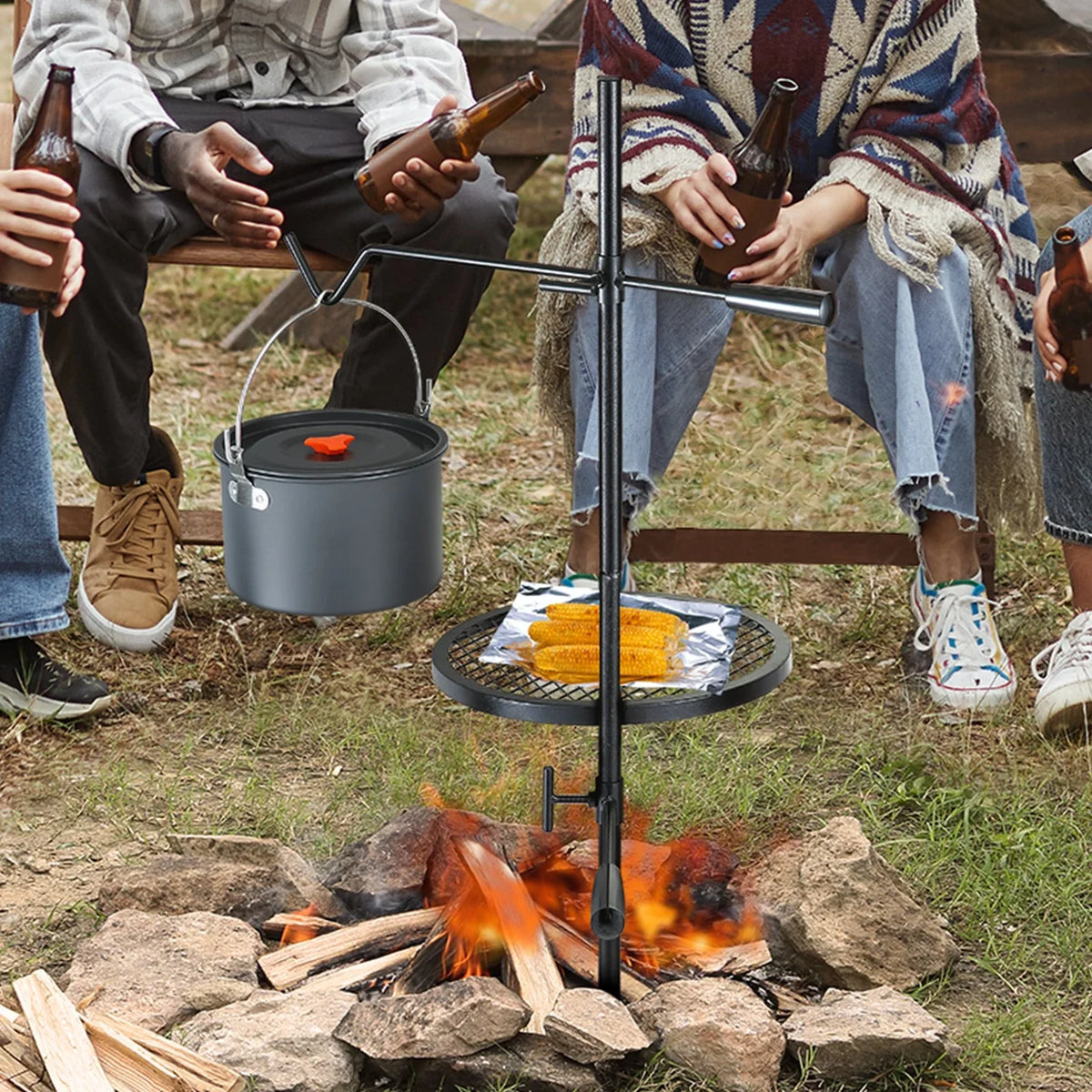 VEVOR Swivel Campfire Grill, Fire Pit Grill Grate over Fire Pits, Heavy Duty Steel Grill Grates, 360° Adjustable Open Fire Outdoor Cooking Equipment, Portable Camp Fire Racks for Camping Outdoor BBQ - View 7