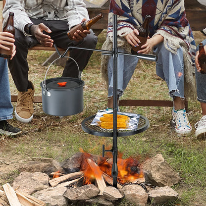 VEVOR Swivel Campfire Grill, Fire Pit Grill Grate over Fire Pits, Heavy Duty Steel Grill Grates, 360° Adjustable Open Fire Outdoor Cooking Equipment, Portable Camp Fire Racks for Camping Outdoor BBQ - View 7