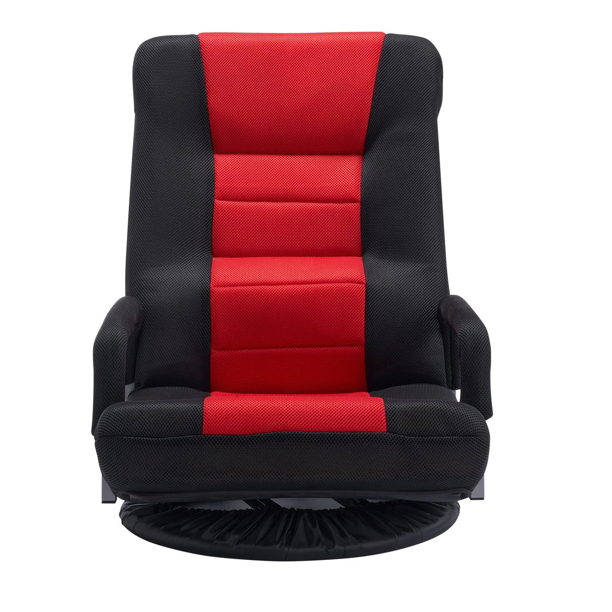 VEVOR Swivel Floor Gaming Chair with Armrests, 360-Degree Rotating Floor Chair with 6 Adjustable Position Folding Backrest and Lumbar Support, Folding Video Reclining Sofa for TV Reading, Red Black - View 9