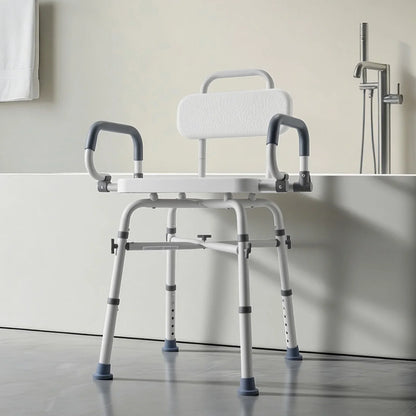 VEVOR Swivel Shower Chair with Arms and Back, 500 lbs Heavy Duty Bench Seat for Inside Shower Stall and Bathtub, Height Adjustable Bathroom Bath Tub Seat for Adults, Seniors, Elderly and Disabled - View 7