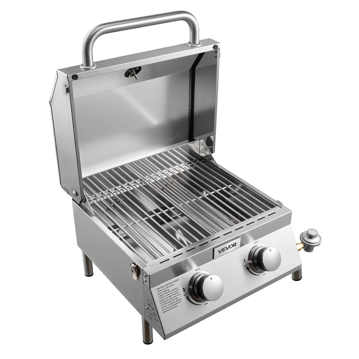 VEVOR Tabletop Gas Grill 2-Burner Portable Propane Grill Stainless Steel Outdoor