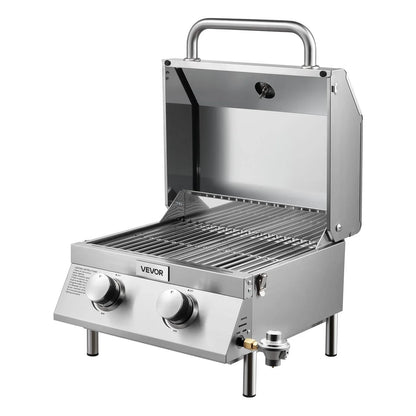 VEVOR Tabletop Gas Grill 2-Burner Portable Propane Grill Stainless Steel Outdoor - View 10