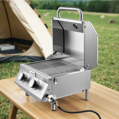 VEVOR Tabletop Gas Grill 2-Burner Portable Propane Grill Stainless Steel Outdoor - View 8