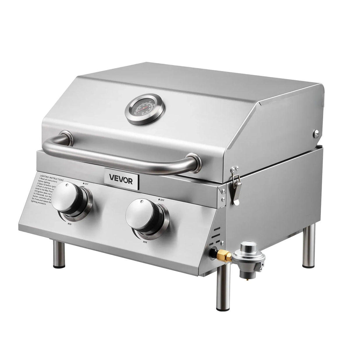 VEVOR Tabletop Gas Grill 2-Burner Portable Propane Grill Stainless Steel Outdoor - View 9