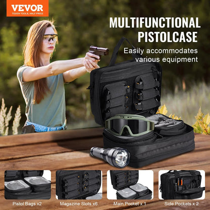 VEVOR Tactical Pistol Backpack with 2 Pistol Cases, Gun Range Backpack with 6x Magazine Slots for Shooting and Hunting - View 2