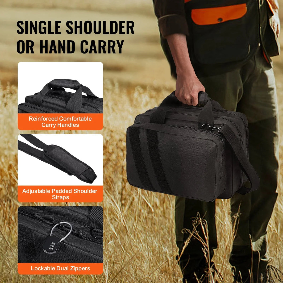 VEVOR Tactical Pistol Backpack with 2 Pistol Cases, Gun Range Backpack with 6x Magazine Slots for Shooting and Hunting - View 6