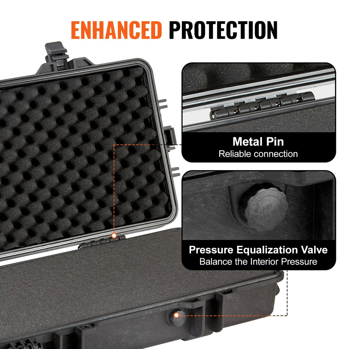 VEVOR Tactical Range Case, Outdoor Tactical Hard Case with 3 Layers Fully-protective Foams, 50 inch lockable Hard Tactical Range Case with Wheels, IP67 Waterproof & Crushproof - View 3