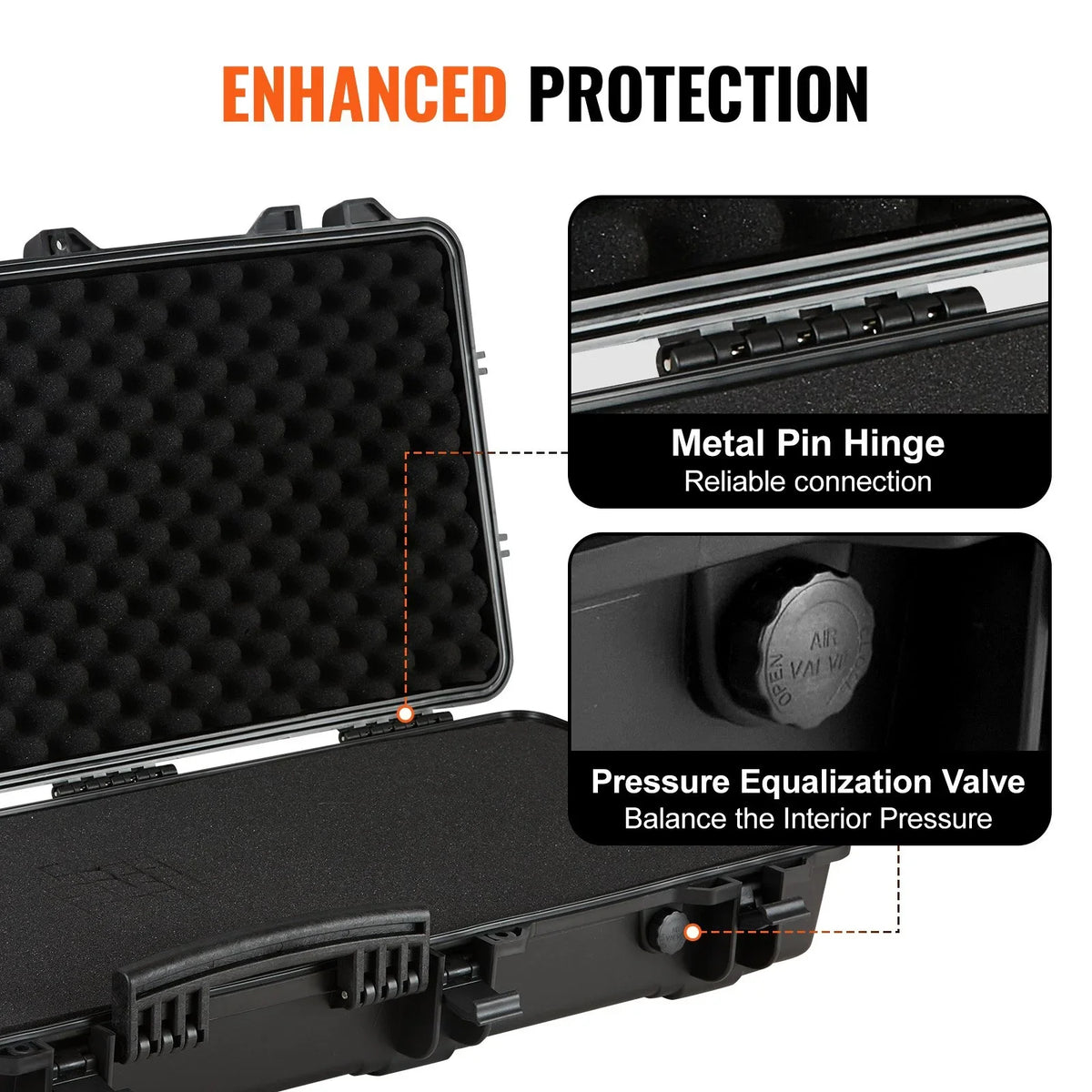 VEVOR Tactical Range Case, Outdoor Tactical Hard Case with 3 Layers Fully-protective Foams, 42 inch lockable Hard Tactical Range Case with Wheels, IP67 Waterproof & Crushproof - View 5