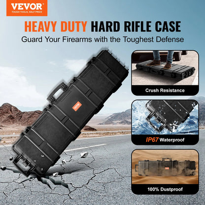 VEVOR Tactical Range Case, Outdoor Tactical Hard Case with 3 Layers Fully-protective Foams, 50 inch lockable Hard Tactical Range Case with Wheels, IP67 Waterproof & Crushproof - View 6