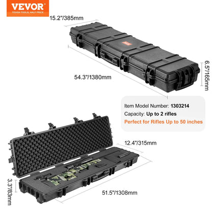 VEVOR Tactical Range Case, Outdoor Tactical Hard Case with 3 Layers Fully-protective Foams, 50 inch lockable Hard Tactical Range Case with Wheels, IP67 Waterproof & Crushproof - View 7