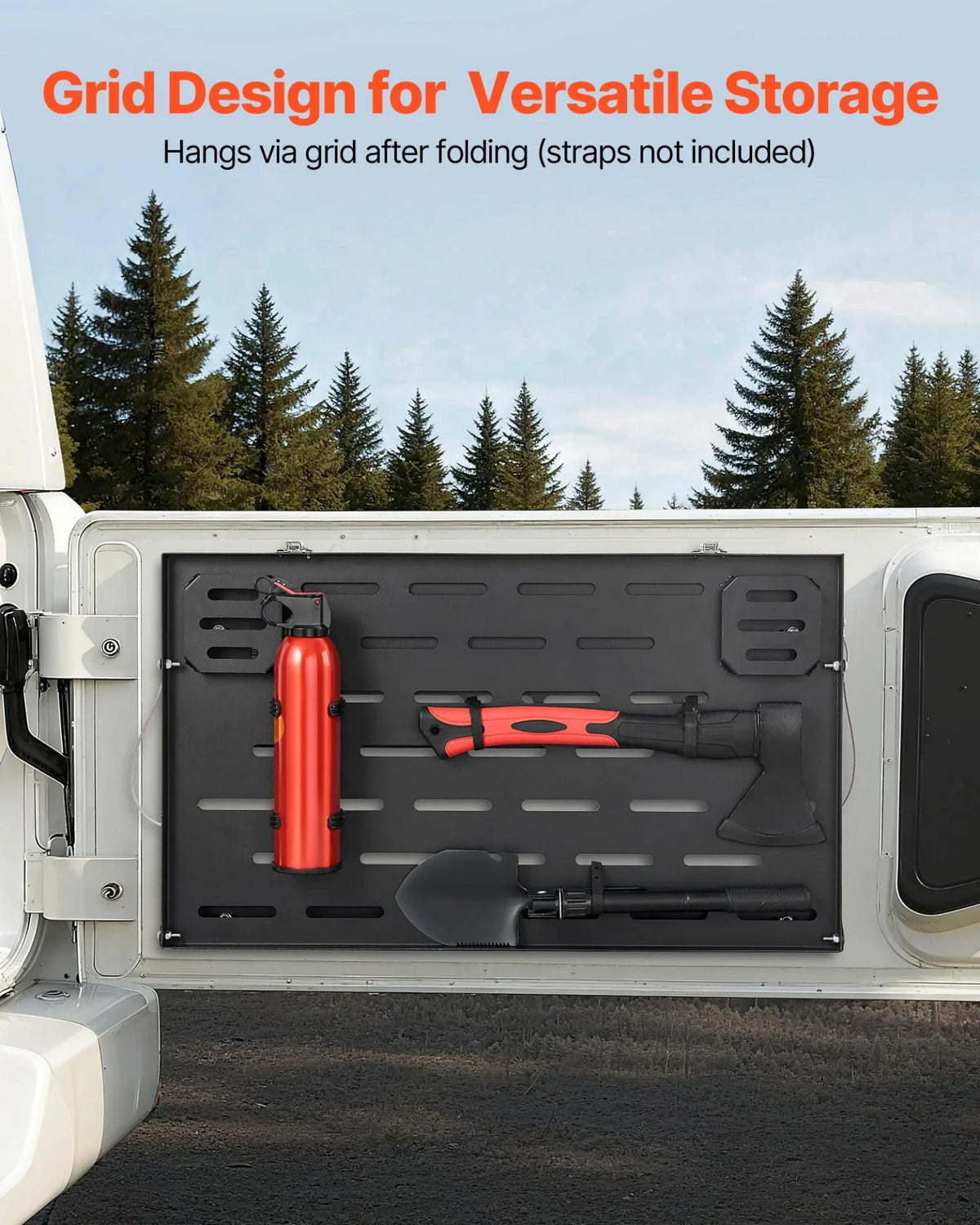 VEVOR Tailgate Table, for 2021-2025 Ford Bronco, 88 lbs Load Capacity, Carbon Steel Foldable Molle Panel Drop Down Table, Rear Door Cargo Storage Rack Shelf Luggage Holder Carrier Camping Accessories - View 4