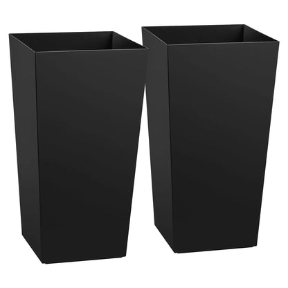 VEVOR Tall Planters Set of 2, 30 Inch Large Outdoor Taper Planters for Outdoor Indoor Plants, Front Porch Plastic Modern Flower Pots with Casters, Inner Pot & Drainage Holes for Patio, Garden, Black - View 10