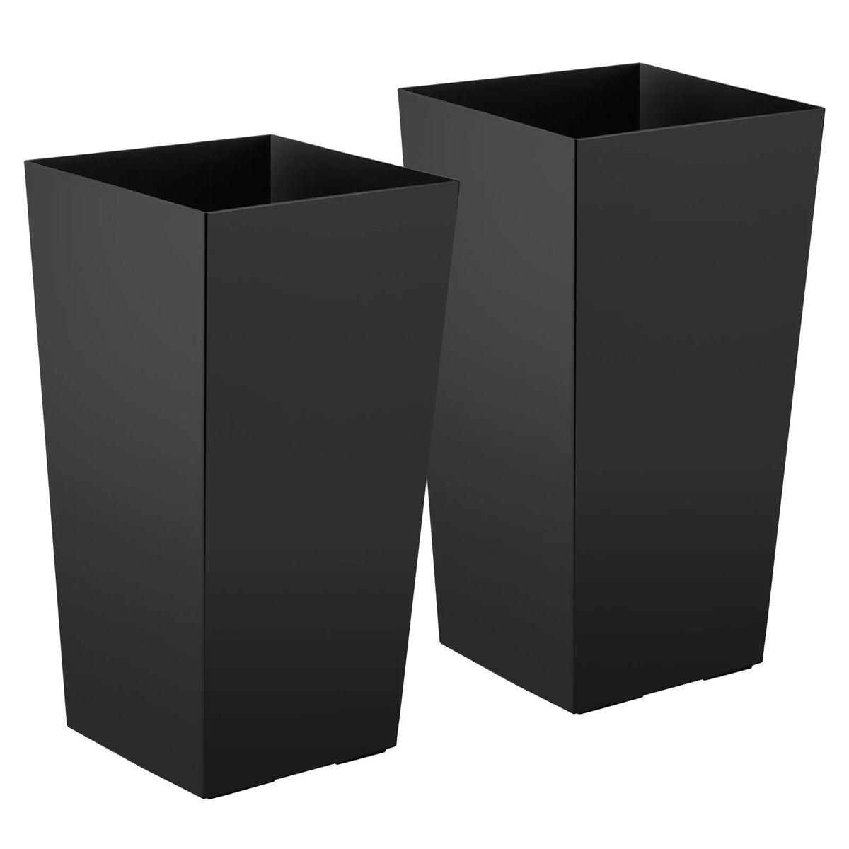 VEVOR Tall Planters Set of 2, 30 Inch Large Outdoor Taper Planters for Outdoor Indoor Plants, Front Porch Plastic Modern Flower Pots with Casters, Inner Pot & Drainage Holes for Patio, Garden, Black - View 8