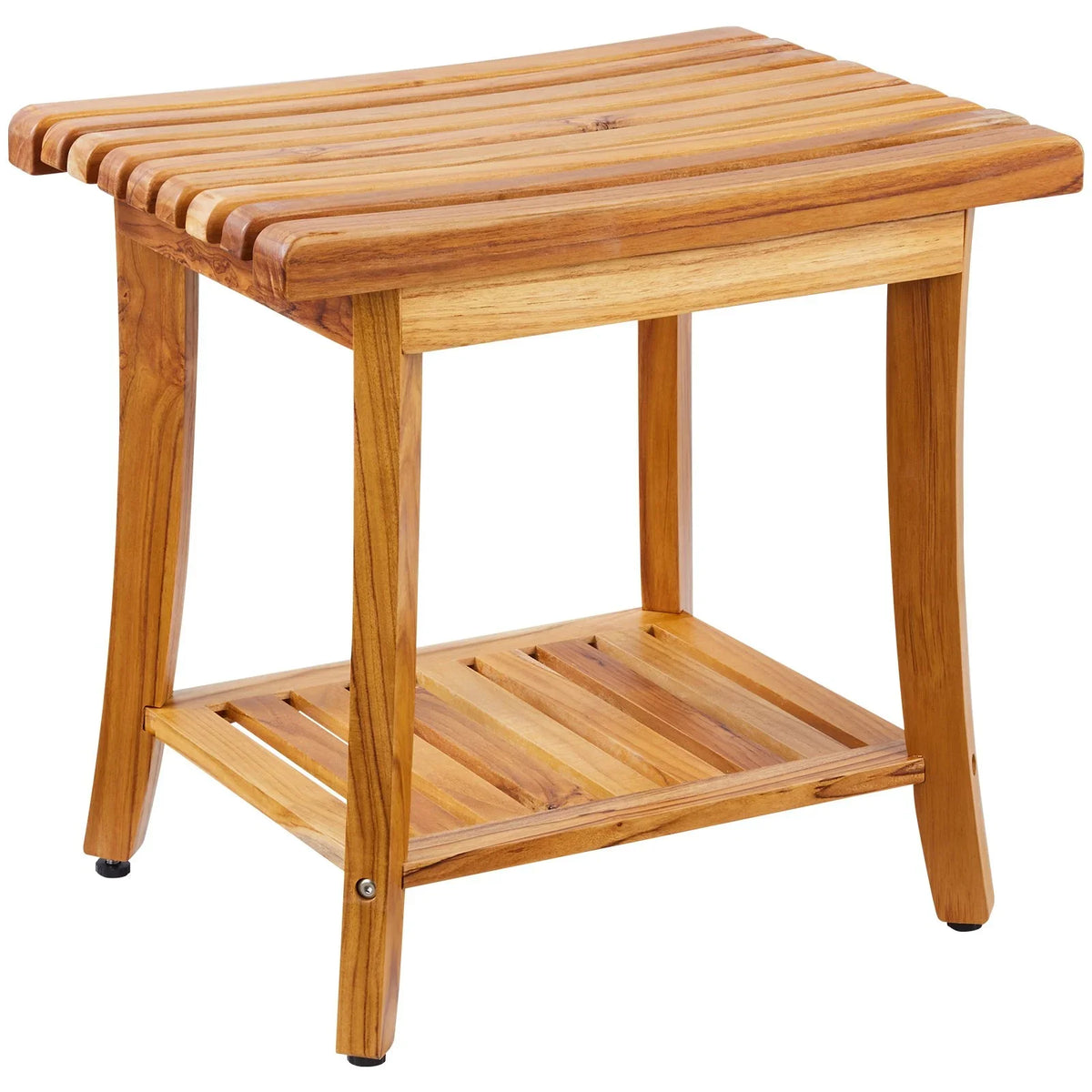 VEVOR Teak Shower Bench, 20 x 14.3 x 17.9 in, Waterproof Wood Shower Stool with Storage Shelf Non-Slip Foot Pads, 400 lbs Maximum Load Capacity Shower Chair Seat, for Bathroom Indoor and Outdoor Use - View 10
