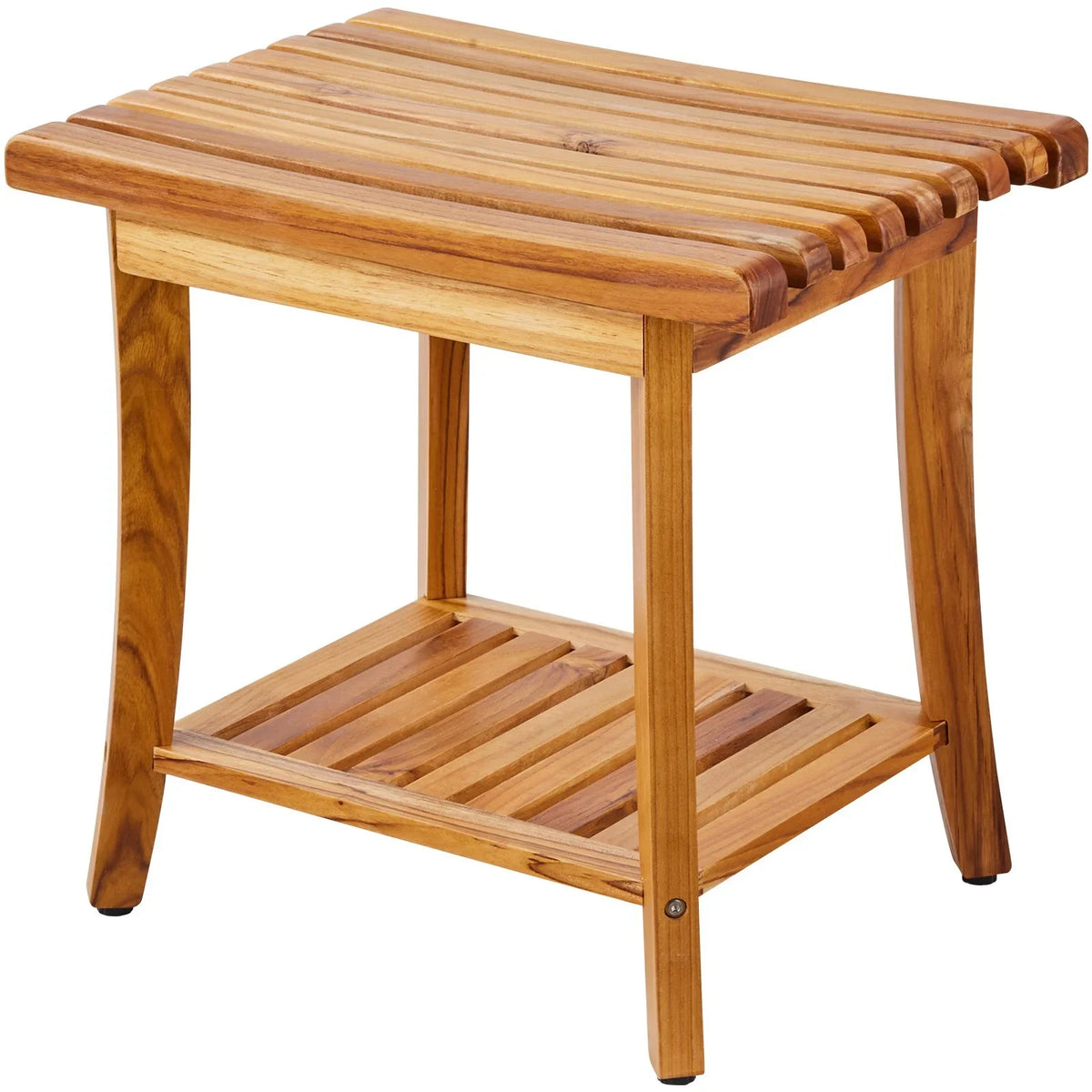 VEVOR Teak Shower Bench, 20 x 14.3 x 17.9 in, Waterproof Wood Shower Stool with Storage Shelf Non-Slip Foot Pads, 400 lbs Maximum Load Capacity Shower Chair Seat, for Bathroom Indoor and Outdoor Use - View 8