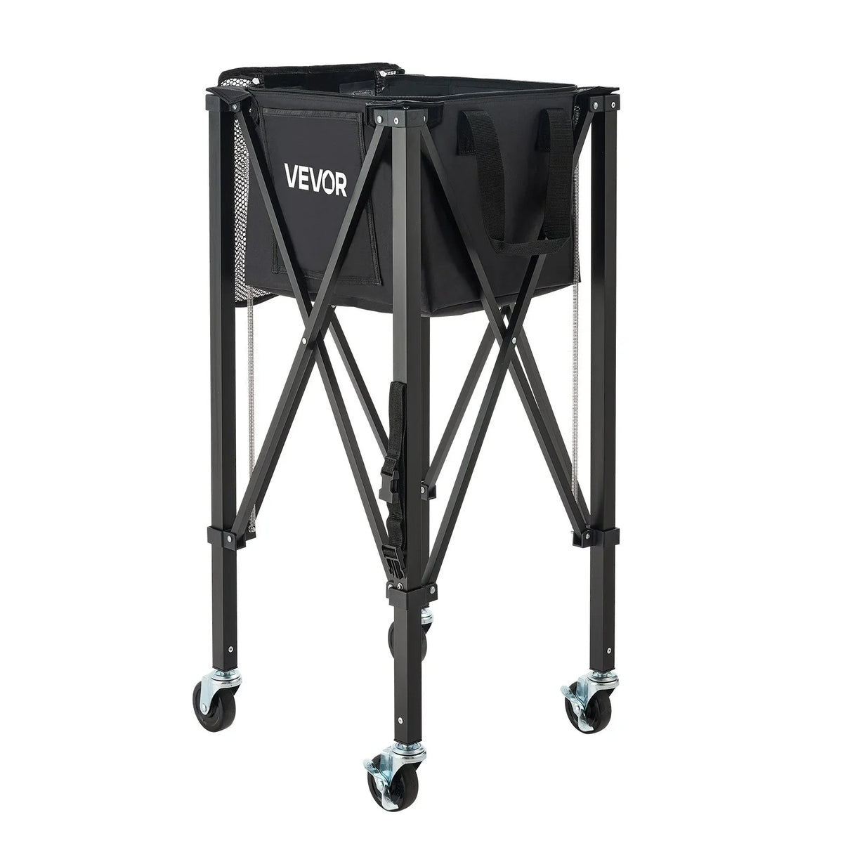 VEVOR Tennis Ball Hopper, Holds 120 Tennis Balls, Foldable Pickleball Basket Cart with Wheels for Easy Pick Up, Lightweight Aluminum Alloy, Portable Pickleball Caddy with Storage Bag, for Training - View 8