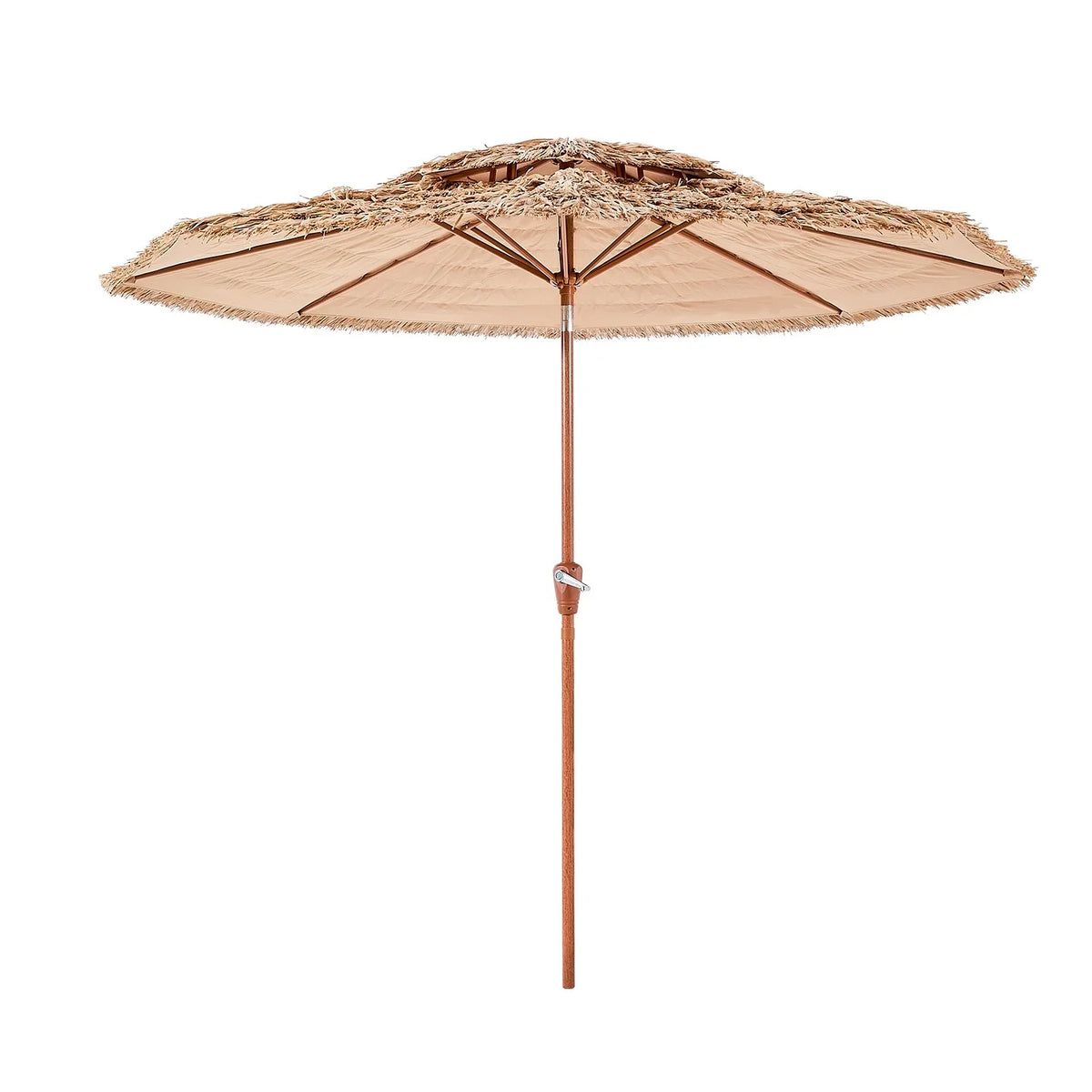 VEVOR Tiki Umbrella, 9 ft Thatched Patio Umbrella with Tilt, 2-Tier Hawaiian Style Beach Parasol with PP Thatch and 8 Metal Ribs, Grass Pool Umbrellas for Beach, Patio, Poolside, Backyard & Garden - View 8