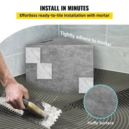 VEVOR Tile Shower Seat, 22.4" x 16" x 20" Ready to Tile Shower Seat, Factory Waterproof & 100% Leak Proof Tileable Shower Corner Seat, 440lbs Load-Bearing Triangular Board Shower Bench, Grey - View 6
