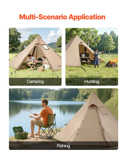 VEVOR Tipi Hot Tent with Stove Jack Waterproof Portable for 2 Persons Camping - View 5