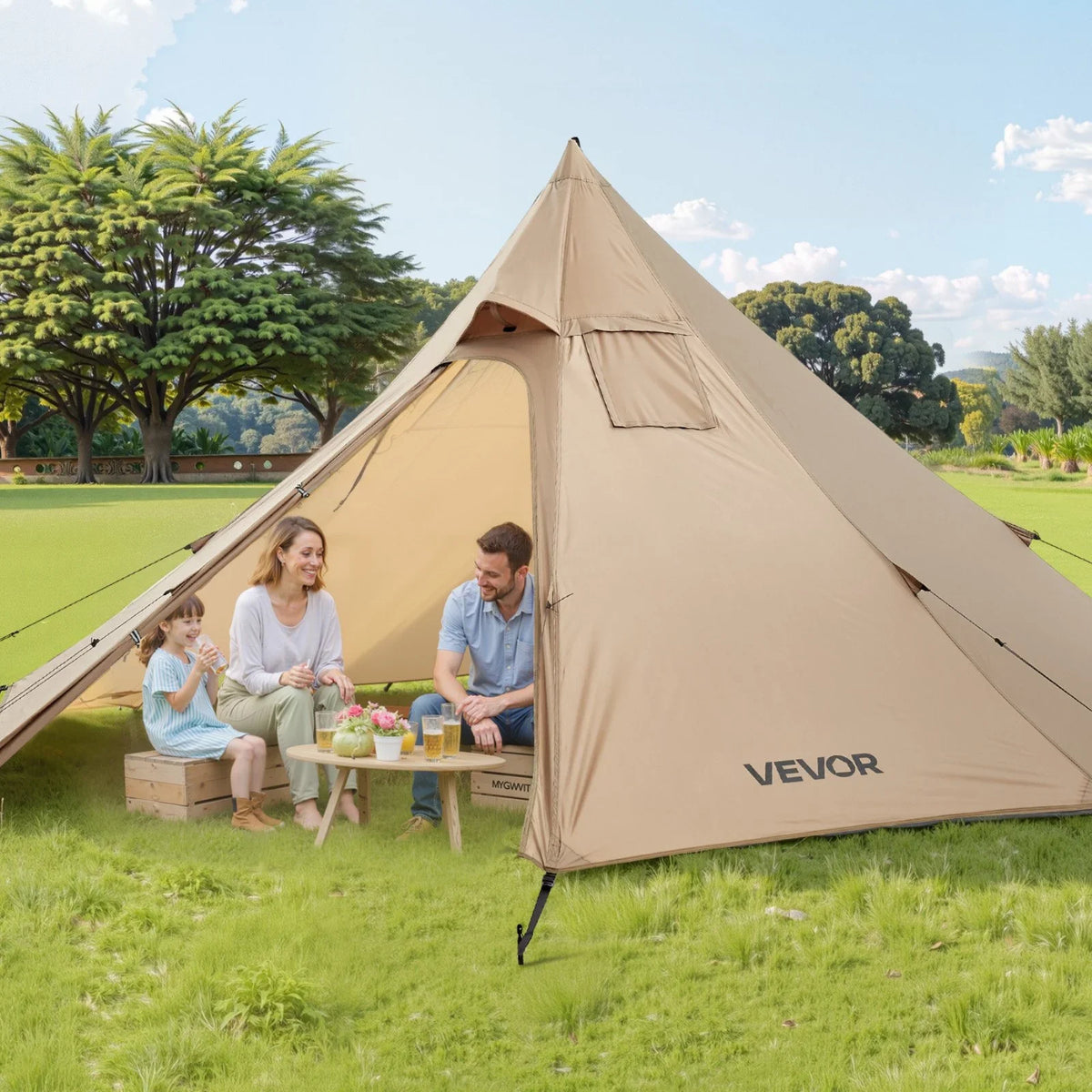 VEVOR Tipi Hot Tent with Stove Jack Waterproof Portable for 2 Persons Camping - View 7