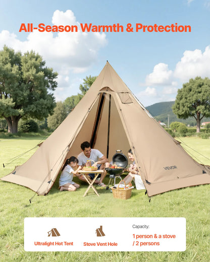 VEVOR Tipi Hot Tent with Stove Jack Waterproof Portable for 4-6 Persons Camping - View 2