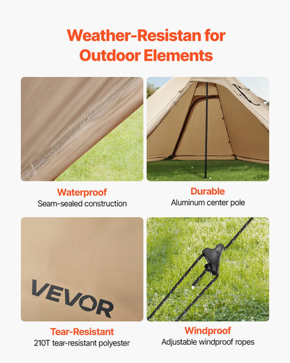 VEVOR Tipi Hot Tent with Stove Jack Waterproof Portable for 4-6 Persons Camping - View 4
