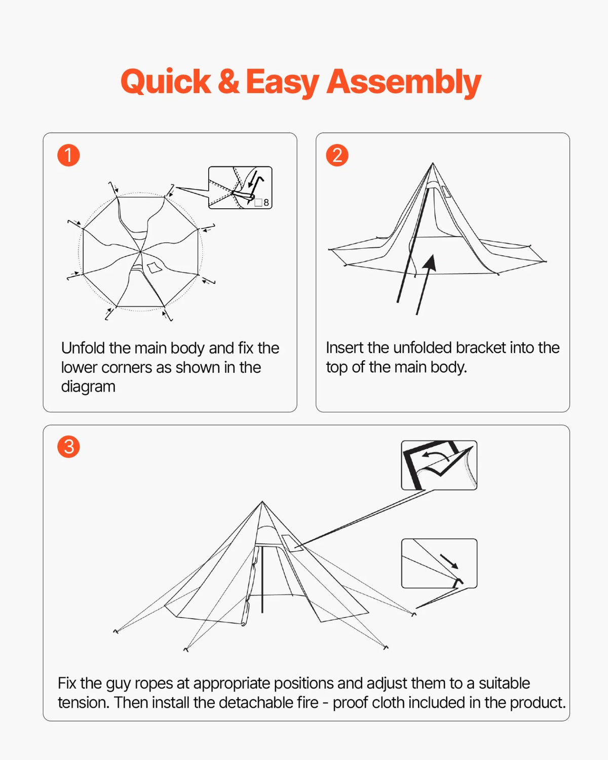 VEVOR Tipi Hot Tent with Stove Jack Waterproof Portable for 4-6 Persons Camping - View 5