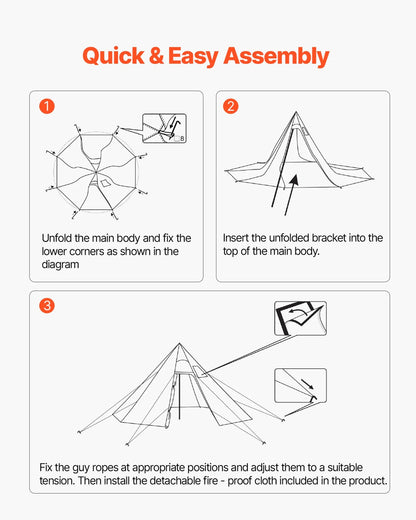 VEVOR Tipi Hot Tent with Stove Jack Waterproof Portable for 4-6 Persons Camping - View 5