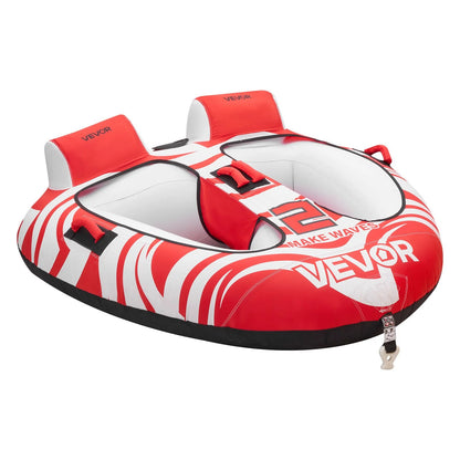 VEVOR Towable Tubes for Boating, 2-Rider Inflatable Boat Tubes and Towables, 340 lbs Capacity Water Sport Tubes for Boat to Pull - with 2 Cockpits, Full Nylon Cover, Padded Grab Handles & Safety Valve - View 10