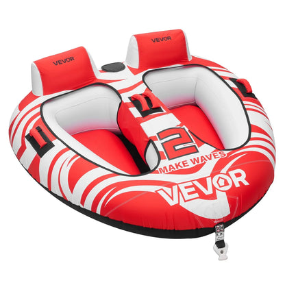 VEVOR Towable Tubes for Boating, 2-Rider Inflatable Boat Tubes and Towables, 340 lbs Capacity Water Sport Tubes for Boat to Pull - with 2 Cockpits, Full Nylon Cover, Padded Grab Handles & Safety Valve - View 9
