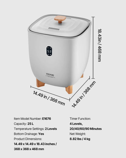 VEVOR Towel Warmers for Bathroom, 25 L Towel Warmer Bucket with Auto Shut Off for Spa Fits up to 5 Oversized Bath Towels, Blankets, Clothes, Bathrobes, PJ's and More - View 12