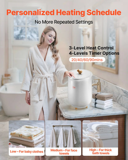 VEVOR Towel Warmers for Bathroom, Towel Warmer Bucket Auto Shut Off for Spa  Fits up to 3 Oversized Bath Towels, Blankets, Clothes, Bathrobes, PJ's and More - View 2