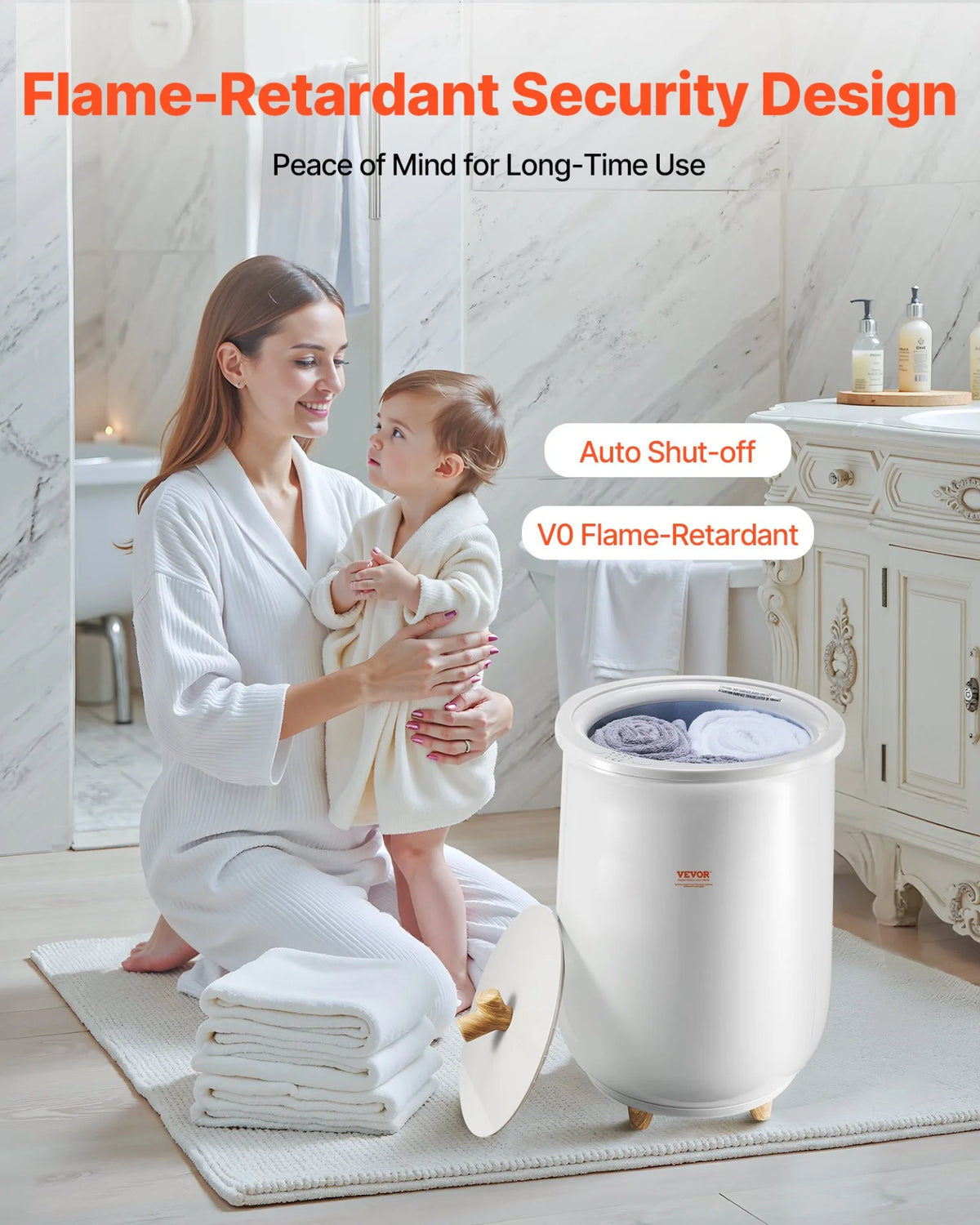 VEVOR Towel Warmers for Bathroom, Towel Warmer Bucket Auto Shut Off for Spa  Fits up to 3 Oversized Bath Towels, Blankets, Clothes, Bathrobes, PJ's and More - View 4