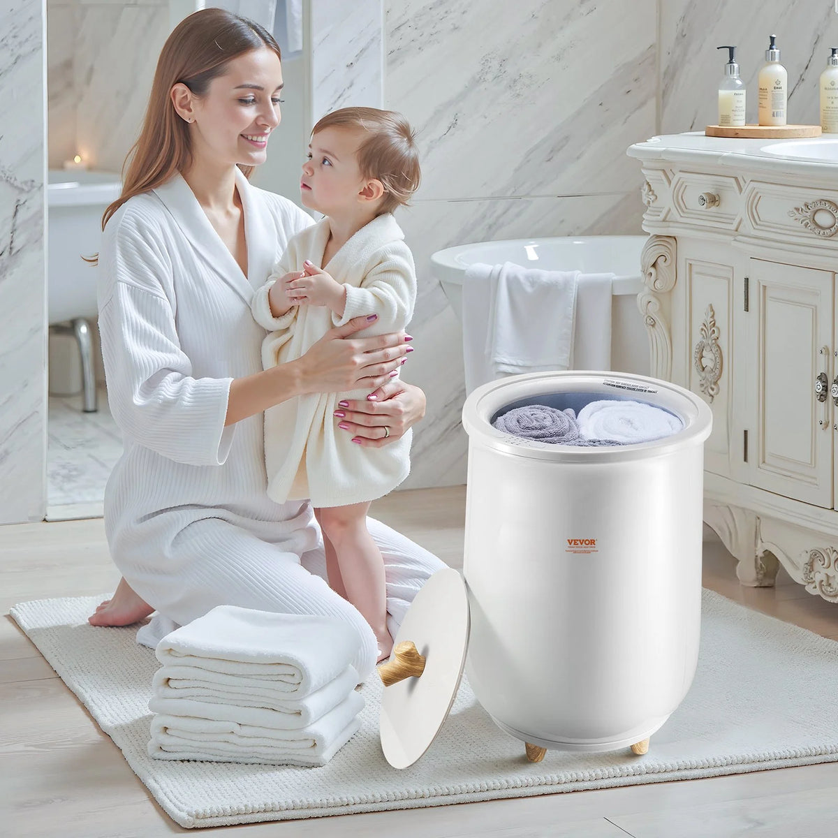 VEVOR Towel Warmers for Bathroom, Towel Warmer Bucket Auto Shut Off for Spa  Fits up to 3 Oversized Bath Towels, Blankets, Clothes, Bathrobes, PJ's and More - View 7
