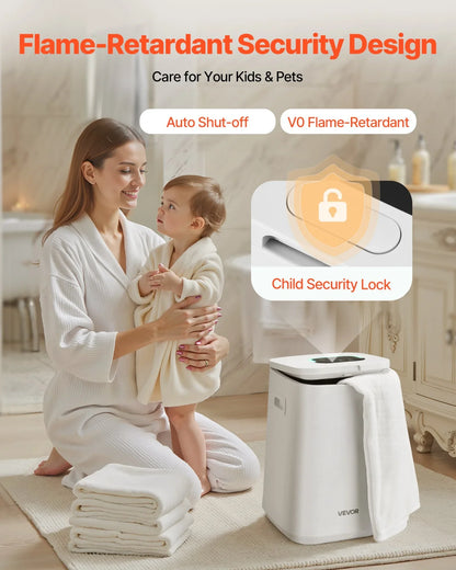 VEVOR Towel Warmers for Bathroom, Towel Warmer Bucket with Child Lock & High-Temp Indicator & 24H Delay Timer & Auto Shut Off Fits up to 4 Oversized Bath Towels, Blankets, Clothes, Bathrobes and More - View 3
