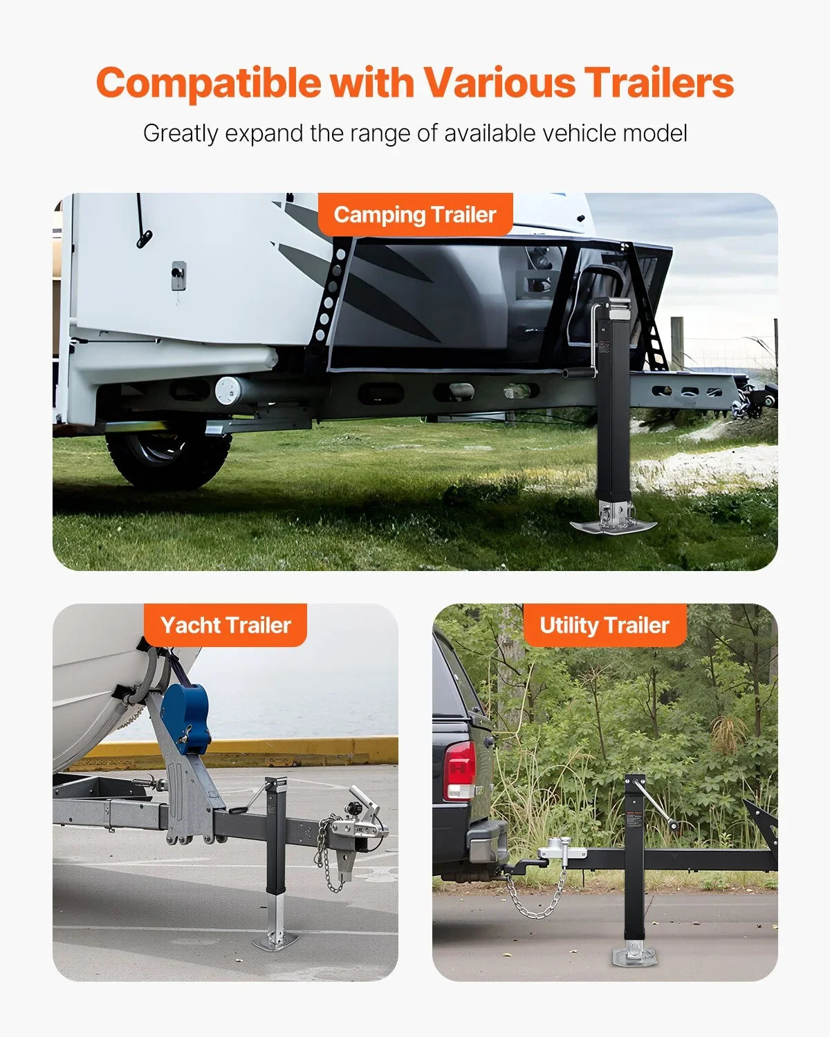 VEVOR Trailer Jack, 8000 lbs Dynamic Load Capacity, Weld-on Pipe-Mount Swivel Trailer Jack with Ergonomic Handle, 15-inch Vertical Travel, Suitable for RV, Horse, Utility, Camping and Yacht Trailers - View 6