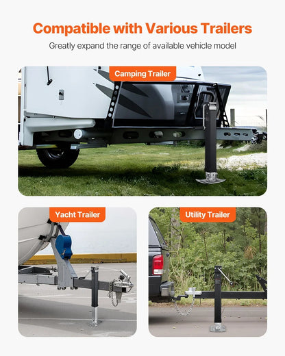 VEVOR Trailer Jack, 8000 lbs Dynamic Load Capacity, Weld-on Pipe-Mount Swivel Trailer Jack with Ergonomic Handle, 15-inch Vertical Travel, Suitable for RV, Horse, Utility, Camping and Yacht Trailers - View 6